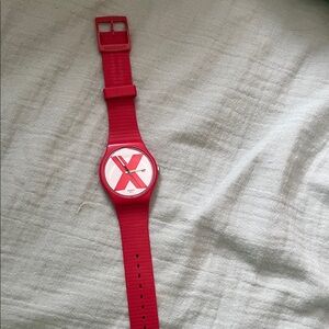 RED XX-RatedSwatch Red Silicone Watch